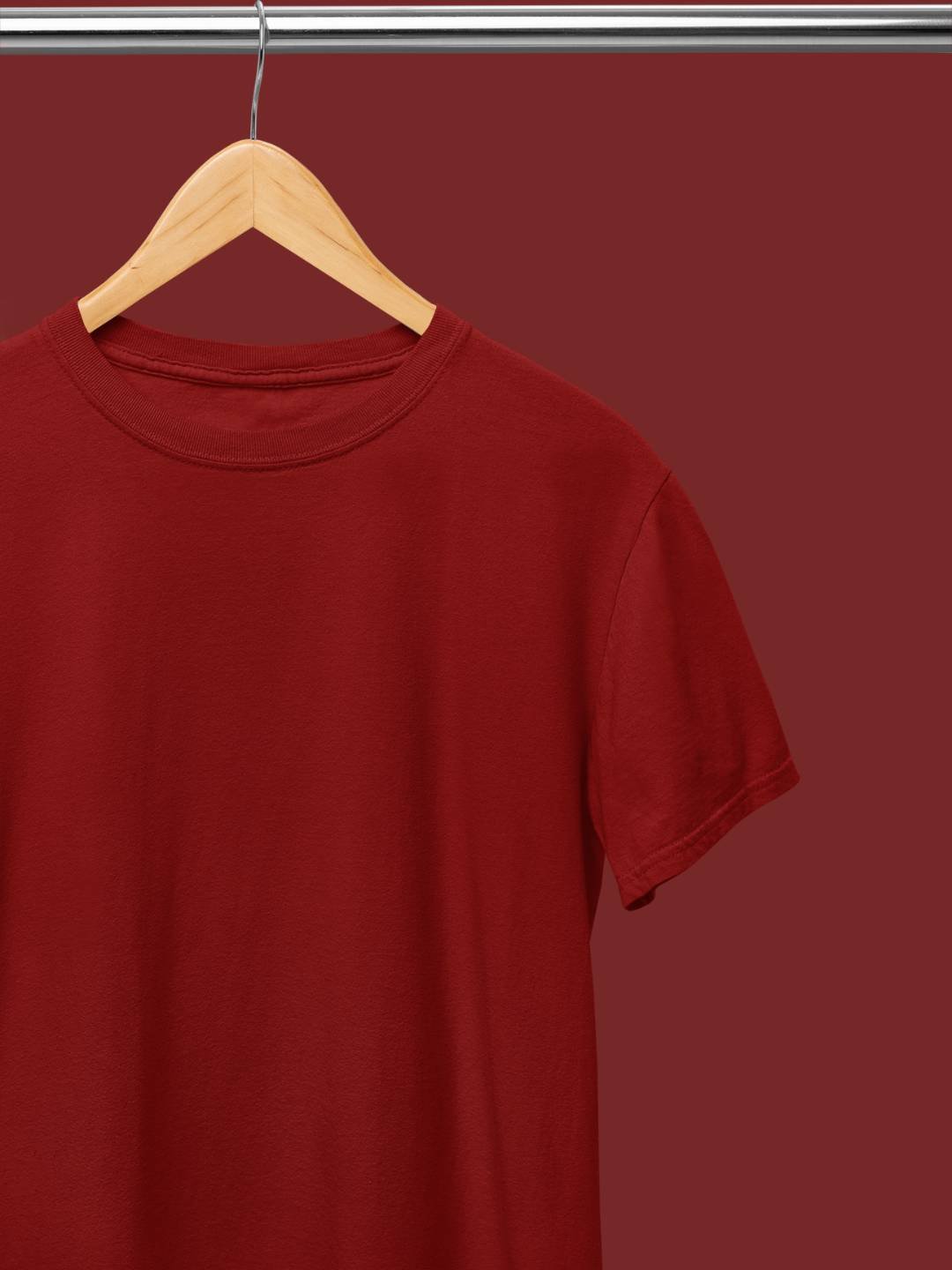 Half Sleeves Crew Neck: Maroon