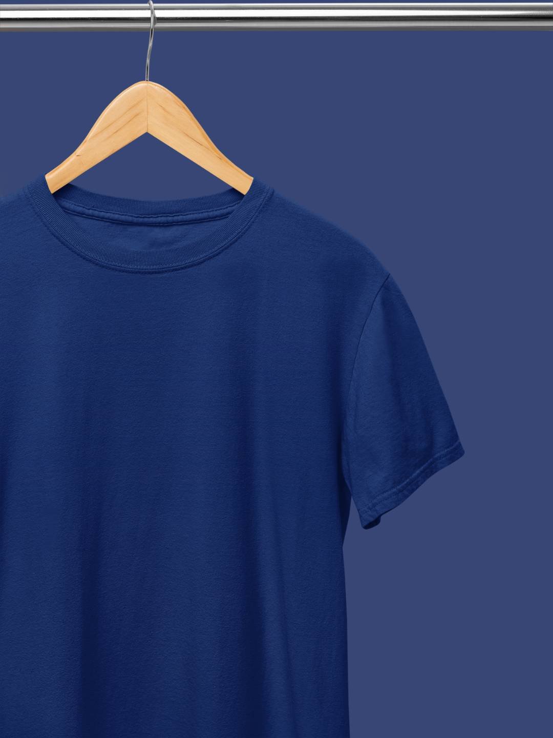 Half Sleeves Crew Neck: Blue